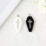15Pcs Punk Resin Coffin Planchette Charms Glitter Cross DIY Jewelry Making