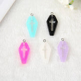 15Pcs Punk Resin Coffin Planchette Charms Glitter Cross DIY Jewelry Making