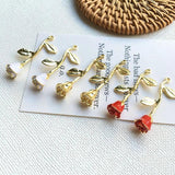 5Pcs Enamel Rose Flower Charms for DIY Jewelry Making
