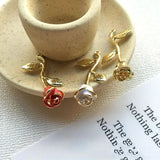 5Pcs Enamel Rose Flower Charms for DIY Jewelry Making