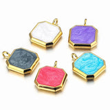 5pcs Stainless Steel Enamel Square Boho Charms DIY Jewelry Making Supplies