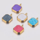 5pcs Stainless Steel Enamel Square Boho Charms DIY Jewelry Making Supplies