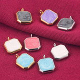 5pcs Stainless Steel Enamel Square Boho Charms DIY Jewelry Making Supplies