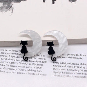 10pcs Acrylic Moon Cat Earring Charms DIY Jewelry Making D289