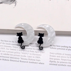 10pcs Acrylic Moon Cat Earring Charms DIY Jewelry Making D289