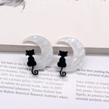 10pcs Acrylic Moon Cat Earring Charms DIY Jewelry Making D289