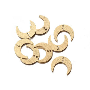 10pcs Raw Brass Textured Crescent Moon Charms 13x16mm Mini Moon Charms Pendant