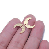 10pcs Raw Brass Textured Crescent Moon Charms 13x16mm Mini Moon Charms Pendant