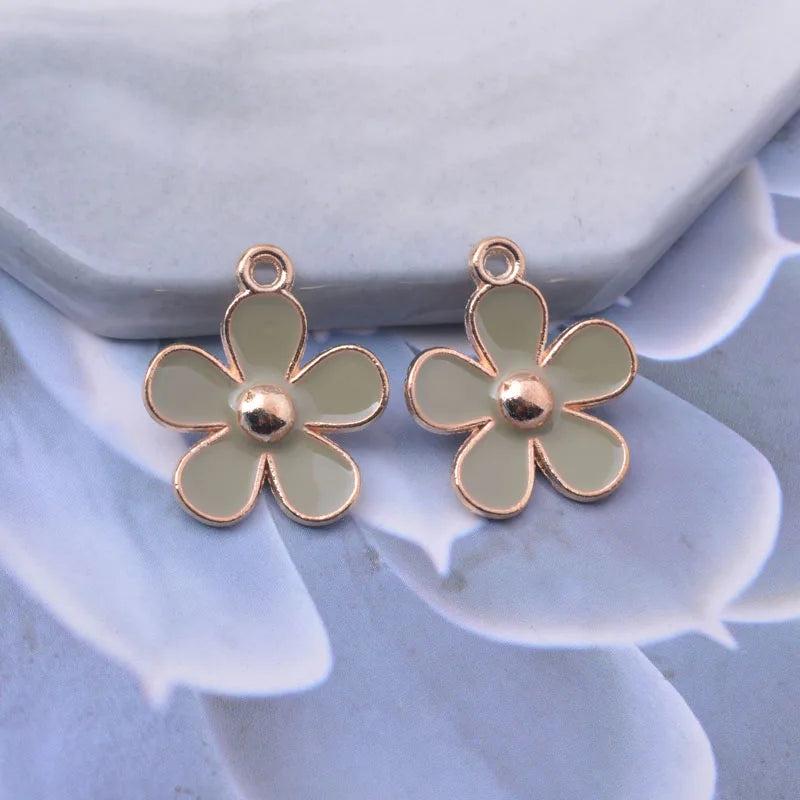 10pcs Alloy Flower Enamel Charms For Earrings and Necklaces