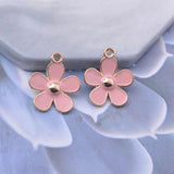 10pcs Alloy Flower Enamel Charms For Earrings and Necklaces