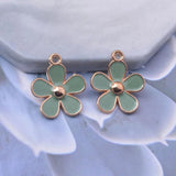 10pcs Alloy Flower Enamel Charms For Earrings and Necklaces