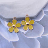 10pcs Alloy Flower Enamel Charms For Earrings and Necklaces