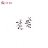 6PCS 24K Plated Brass Tree Leaf Charms Pendants DIY Jewelry Findings