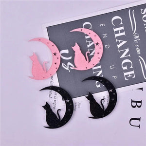 10pcs Glitter Pink Moon Cat Arcylic Charms for Dangel Earring DIY Bulk