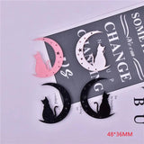 10pcs Glitter Pink Moon Cat Arcylic Charms for Dangel Earring DIY Bulk