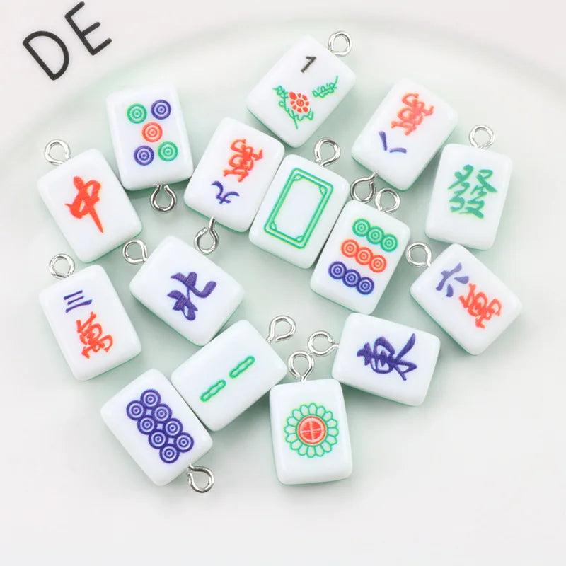 10Pcs Mini 3D Mahjong Resin Charms For Jewelry Findings Pendant DIY