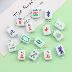 10Pcs Mini 3D Mahjong Resin Charms For Jewelry Findings Pendant DIY