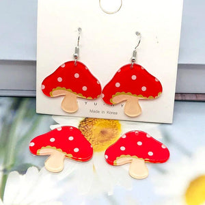 10pcs/pack Acrylic Mushroom Earring Charms Flatback Pendants Keychain