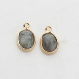Natural Stone Charms Pendant Oval Shape Faceted Stone Charms For DIY Jewelry