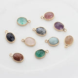 Natural Stone Charms Pendant Oval Shape Faceted Stone Charms For DIY Jewelry
