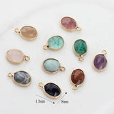 Natural Stone Charms Pendant Oval Shape Faceted Stone Charms For DIY Jewelry