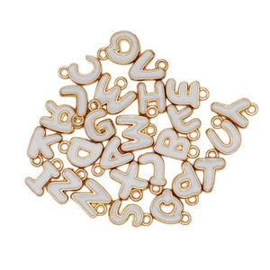 26pcs 8mm Letter Charms Enamel Charms For DIY Bracelet Necklace