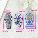 12Pcs Pastel Goth Halloween Charms Acrylic Coffin Jewlery Findings