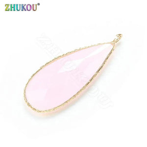38mm Gradient Glass Pendant CZ Charms for DIY Necklace