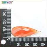 38mm Gradient Glass Pendant CZ Charms for DIY Necklace