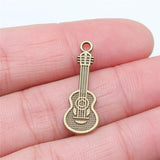 20pcs Guitar Charms Pendant Antique Silver for DIY Jewelry Making