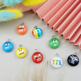 20pcs Chocolate Bean Resin Charm Pendants Round Beads DIY Earring Jewel