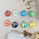 20pcs Chocolate Bean Resin Charm Pendants Round Beads DIY Earring Jewel