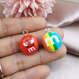 20pcs Chocolate Bean Resin Charm Pendants Round Beads DIY Earring Jewel