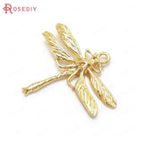 6PCS 24K Plated Dragonfly & Bee Charms - DIY Jewelry Findings Earrings