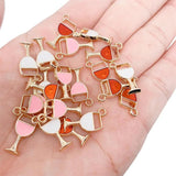 Peixin 20Pcs Red Wine Glass Enamel Alloy Charm DIY Jewelry Making Supplies