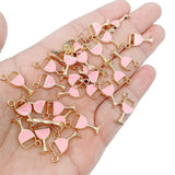 Peixin 20Pcs Red Wine Glass Enamel Alloy Charm DIY Jewelry Making Supplies