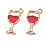Peixin 20Pcs Red Wine Glass Enamel Alloy Charm DIY Jewelry Making Supplies