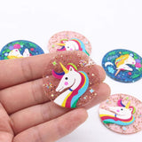 6pcs Unicorn Couple Earring Charms Round Foil Pendant DIY Jewelry Making