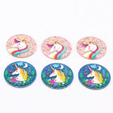 6pcs Unicorn Couple Earring Charms Round Foil Pendant DIY Jewelry Making