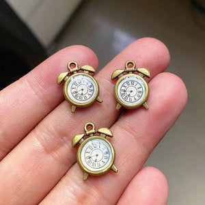 12pcs Retro Enamel Clock DIY Pendant Necklace Bracelet Earrings Charms Findings