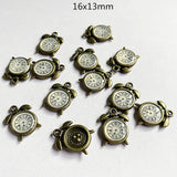 12pcs Retro Enamel Clock DIY Pendant Necklace Bracelet Earrings Charms Findings