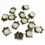 12pcs Retro Enamel Clock DIY Pendant Necklace Bracelet Earrings Charms Findings