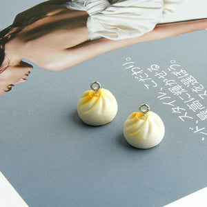 10Pcs Mini Steamed Bun Charms Resin Cabochons DIY Accessories