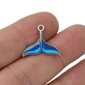 10Pcs Enamel Whale Tail Charms for DIY Jewelry Making