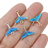10Pcs Enamel Whale Tail Charms for DIY Jewelry Making
