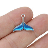 10Pcs Enamel Whale Tail Charms for DIY Jewelry Making