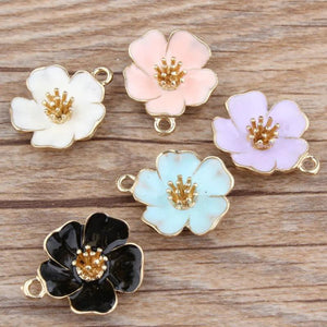 10pcs Hibiscus Mutabilis Pendant Charm DIY Necklace Bracelet Making