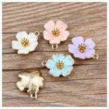 10pcs Hibiscus Mutabilis Pendant Charm DIY Necklace Bracelet Making