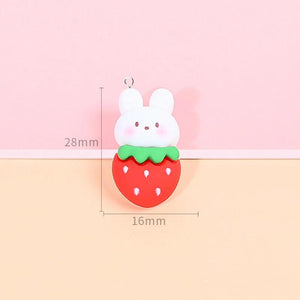 10pcs Strawberry Donut Resin Animal Charms Pendant DIY
