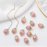 Copper Metal Charms Resin Strawberry Charms 2pcs/lot DIY Jewelry Making Finding